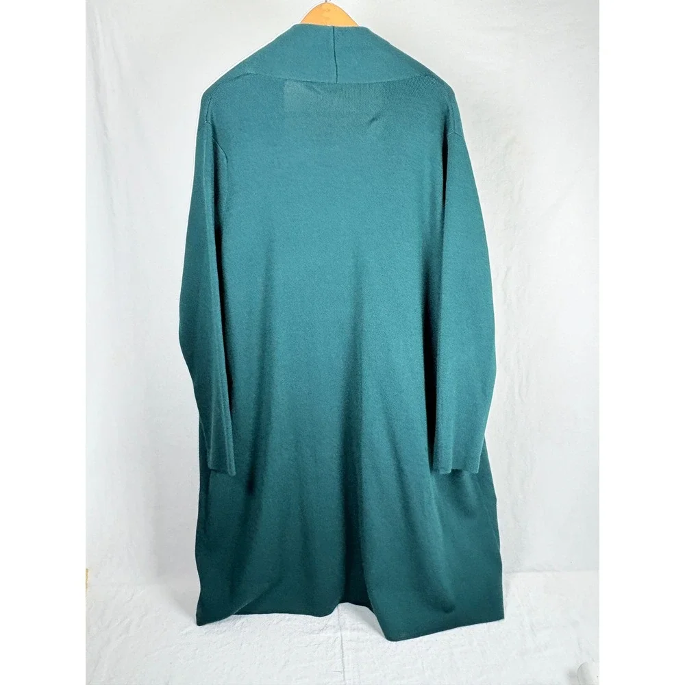 Soft Surroundings Teal Floral Embroidered Wool Blend Duster Cardigan 1X NWT